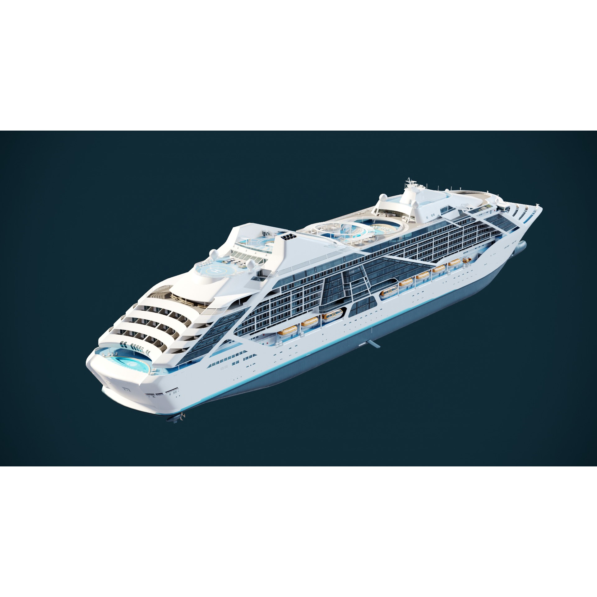 Futuristic Cruiseship Celestial Spire - Low-Poly Game-Ready 3D Model - View 8