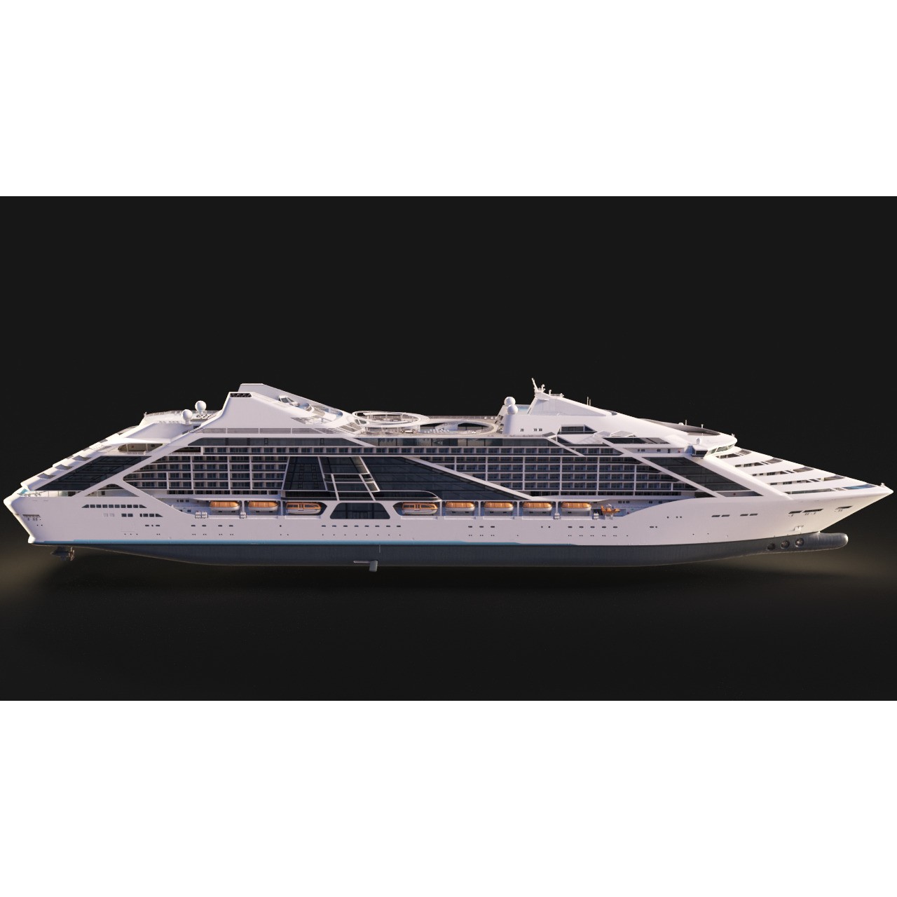 Futuristic Cruiseship Celestial Spire - Low-Poly Game-Ready 3D Model - View 9