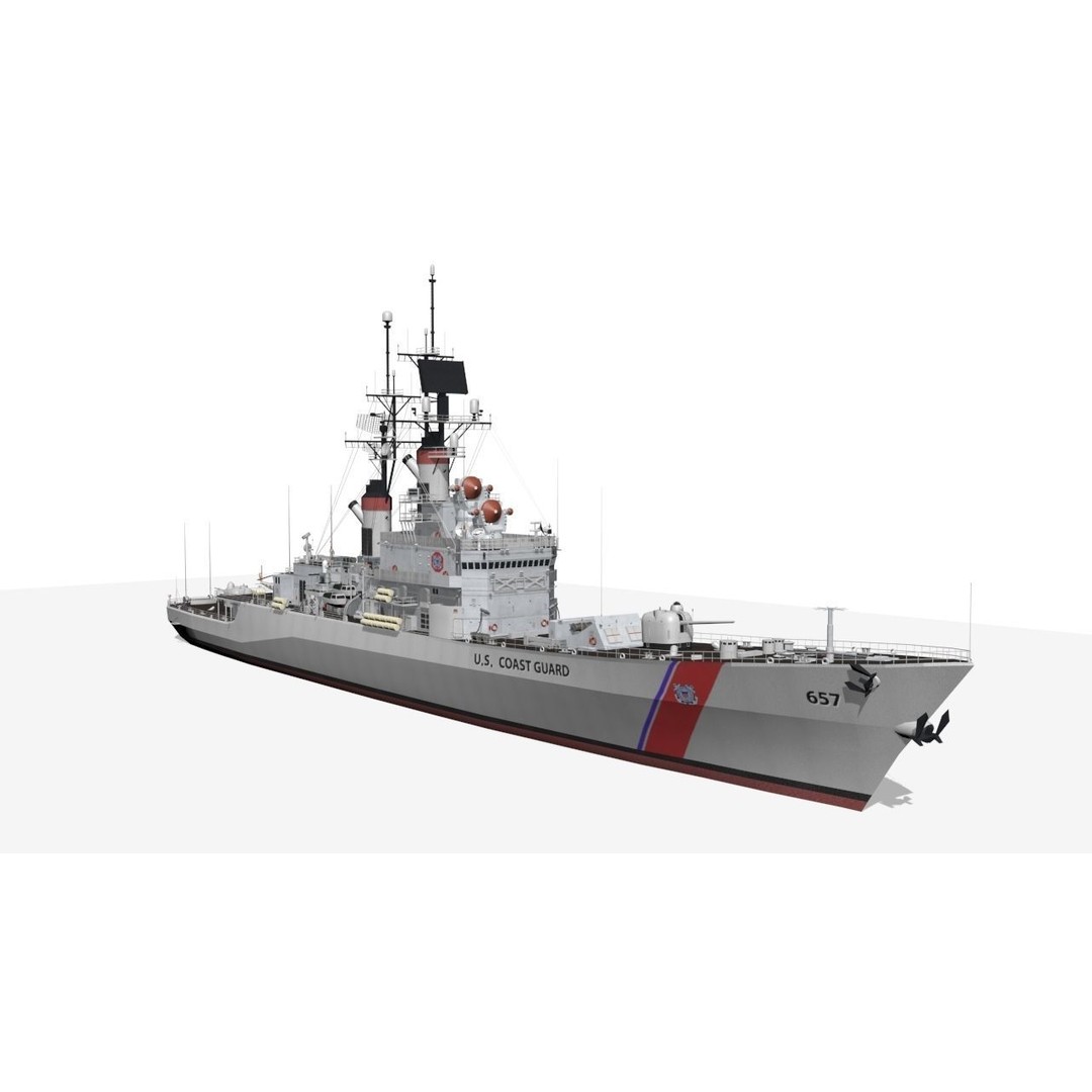 Coast Guard Low-Poly 3D Model – Game-Ready Military Watercraft, FBX - View 9