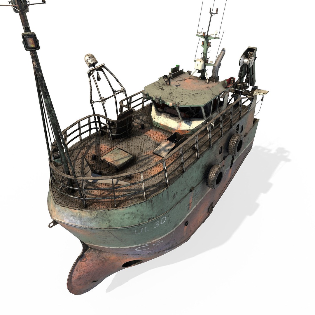 Fishing Trawler 3D Model – High Detail Shipwreck, FBX, OBJ - View 10