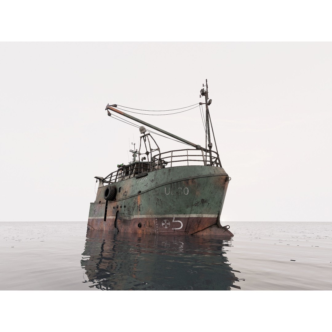 Fishing Trawler 3D Model – High Detail Shipwreck, FBX, OBJ - View 11
