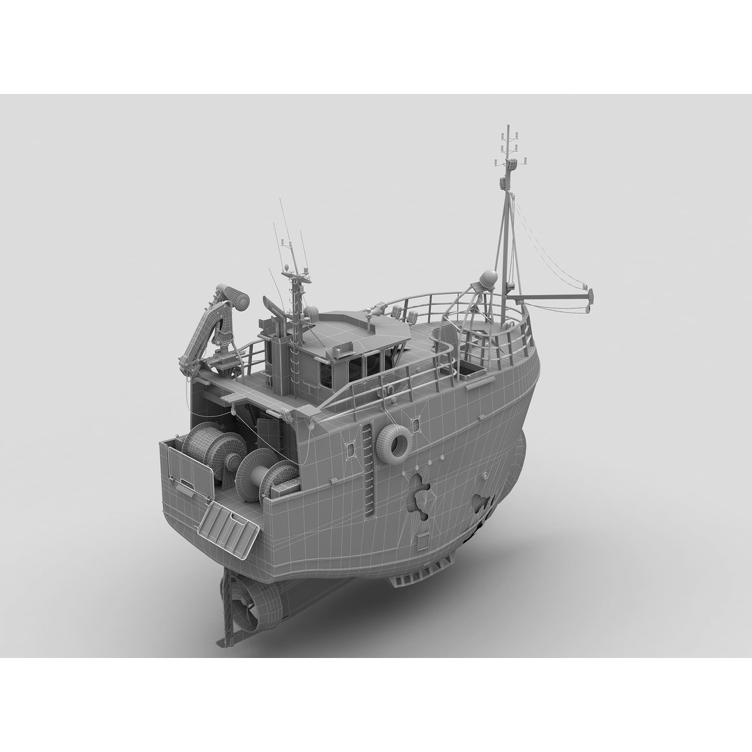 Fishing Trawler 3D Model – High Detail Shipwreck, FBX, OBJ - View 13