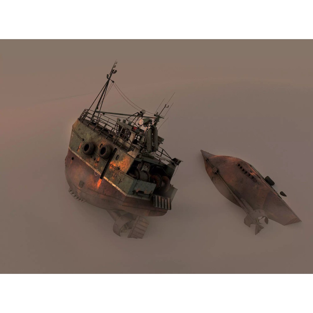 Fishing Trawler 3D Model – High Detail Shipwreck, FBX, OBJ - View 2