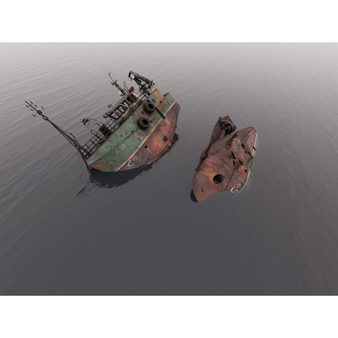 Fishing Trawler 3D Model – High Detail Shipwreck, FBX, OBJ - View 4
