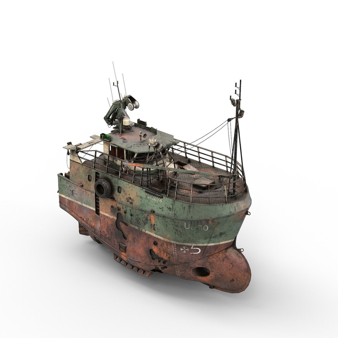 Fishing Trawler 3D Model – High Detail Shipwreck, FBX, OBJ - View 5