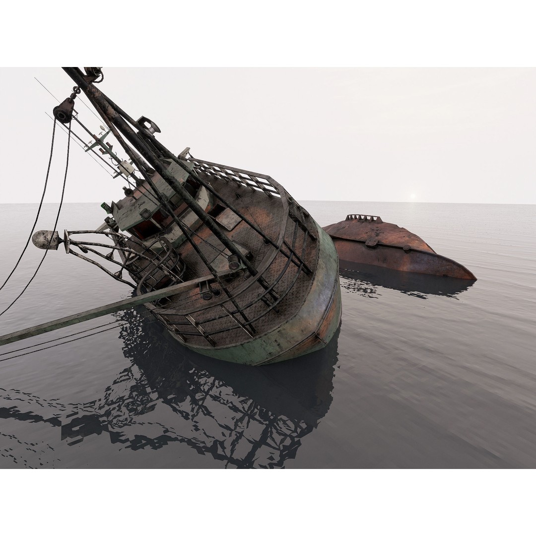 Fishing Trawler 3D Model – High Detail Shipwreck, FBX, OBJ - View 6