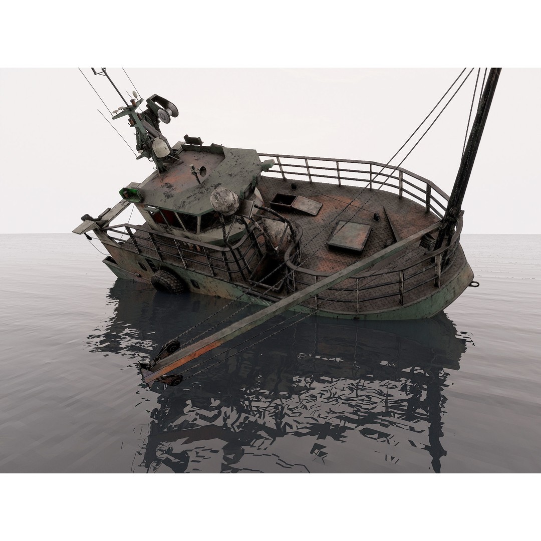 Fishing Trawler 3D Model – High Detail Shipwreck, FBX, OBJ - View 7
