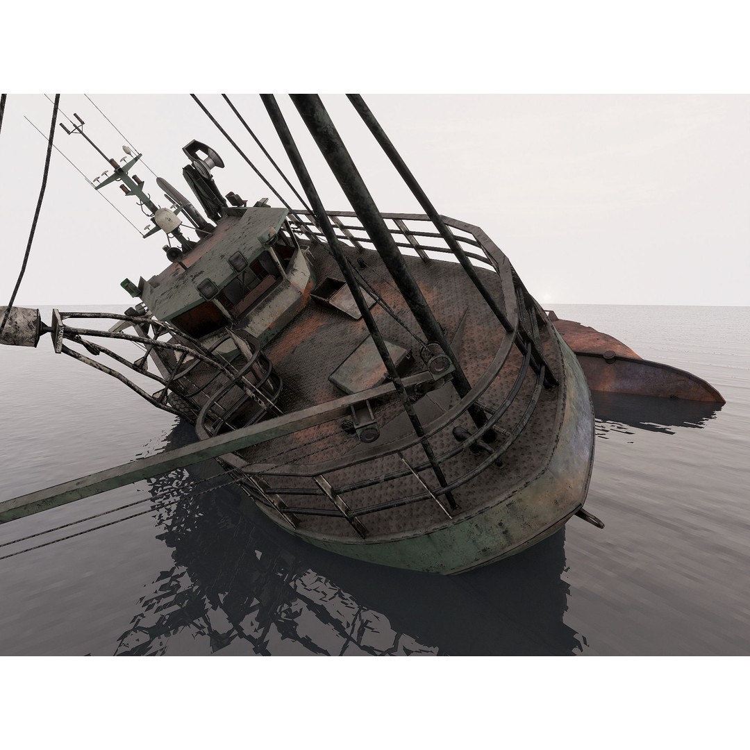 Fishing Trawler 3D Model – High Detail Shipwreck, FBX, OBJ - View 8