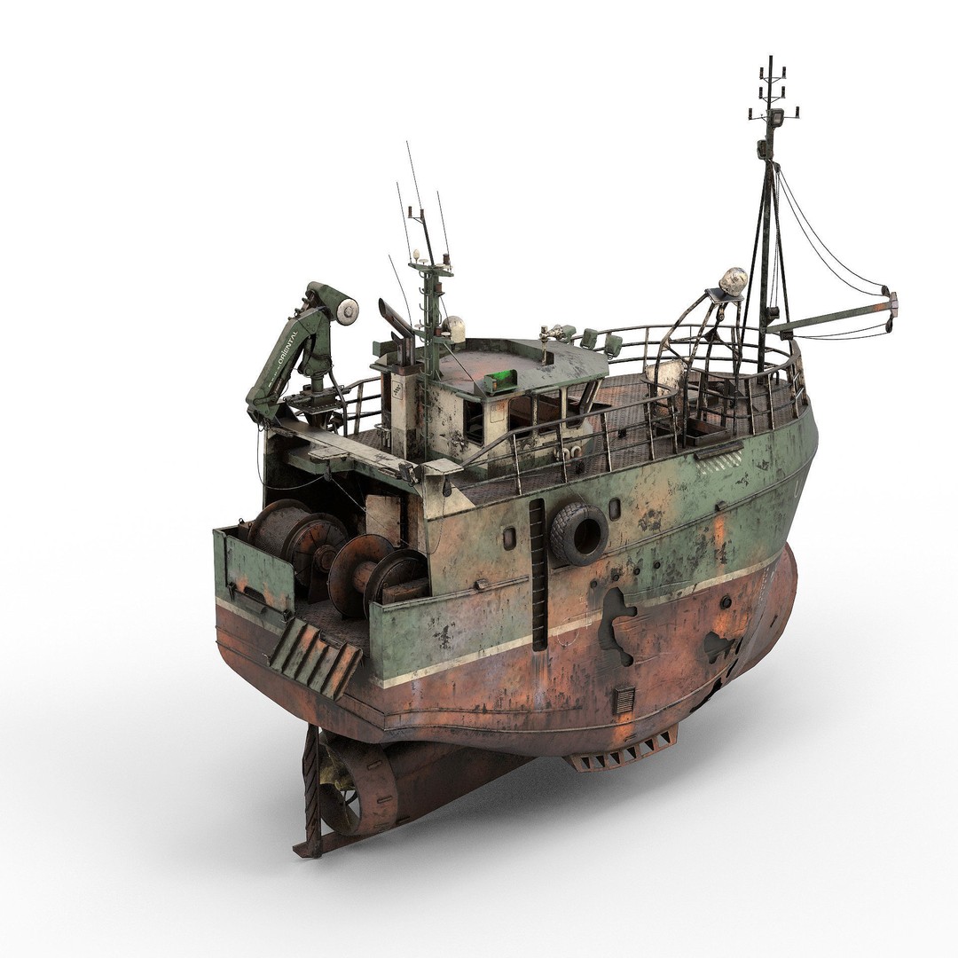 Fishing Trawler 3D Model – High Detail Shipwreck, FBX, OBJ - View 9