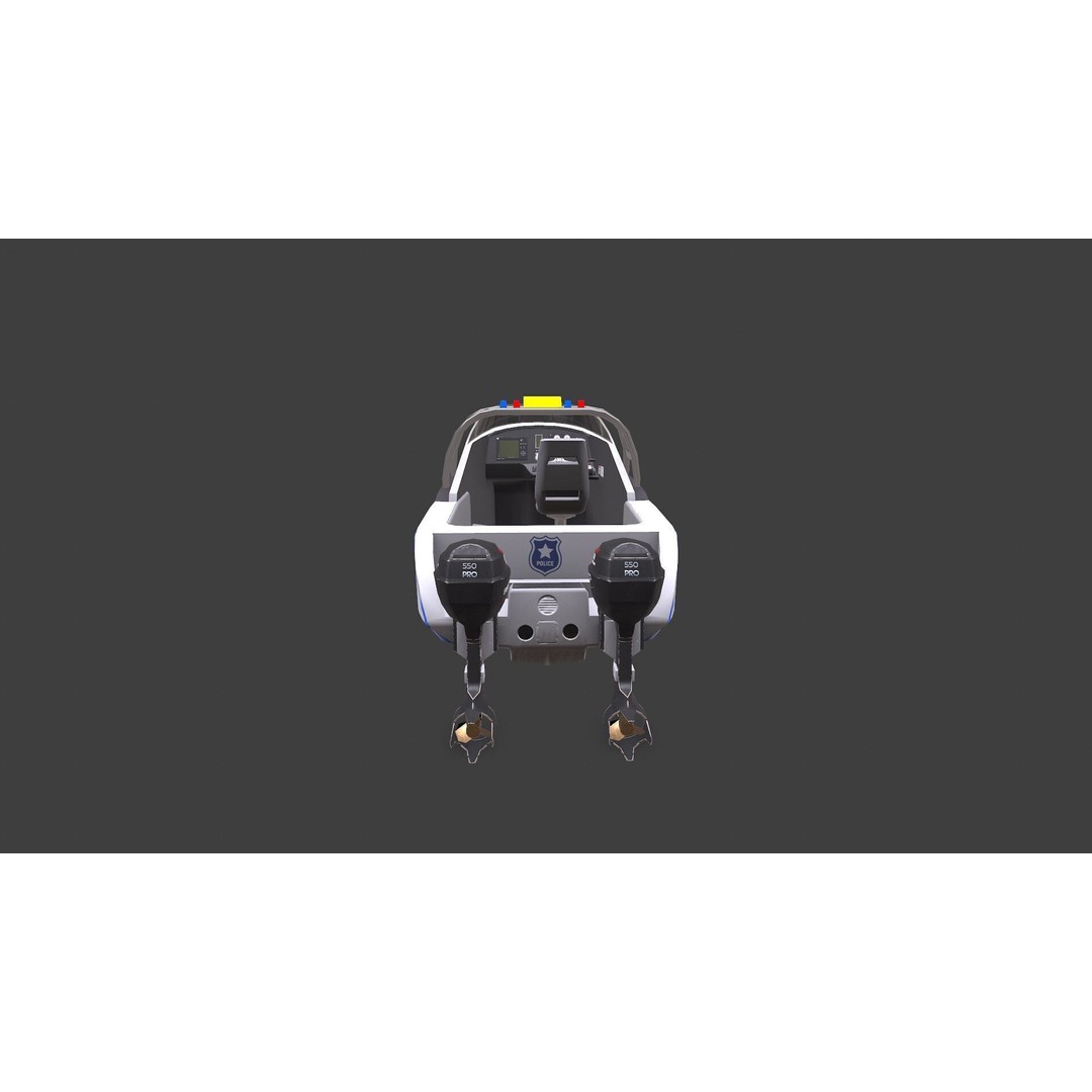 Police Speedboat 3D Model – Low Poly PBR Game Asset, FBX, OBJ - View 12