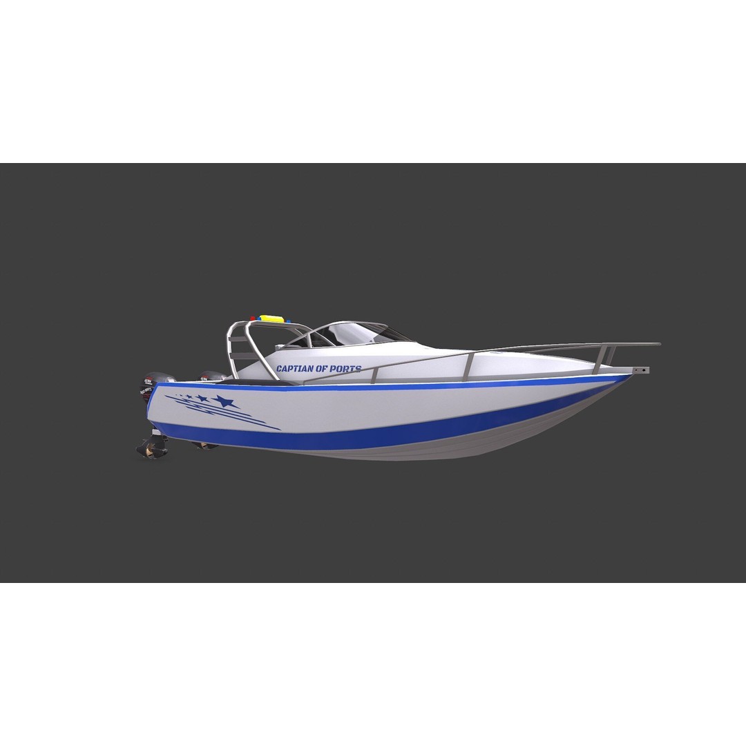 Police Speedboat 3D Model – Low Poly PBR Game Asset, FBX, OBJ - View 19