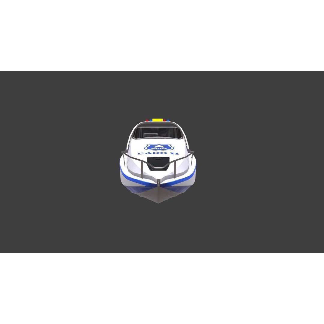 Police Speedboat 3D Model – Low Poly PBR Game Asset, FBX, OBJ - View 24