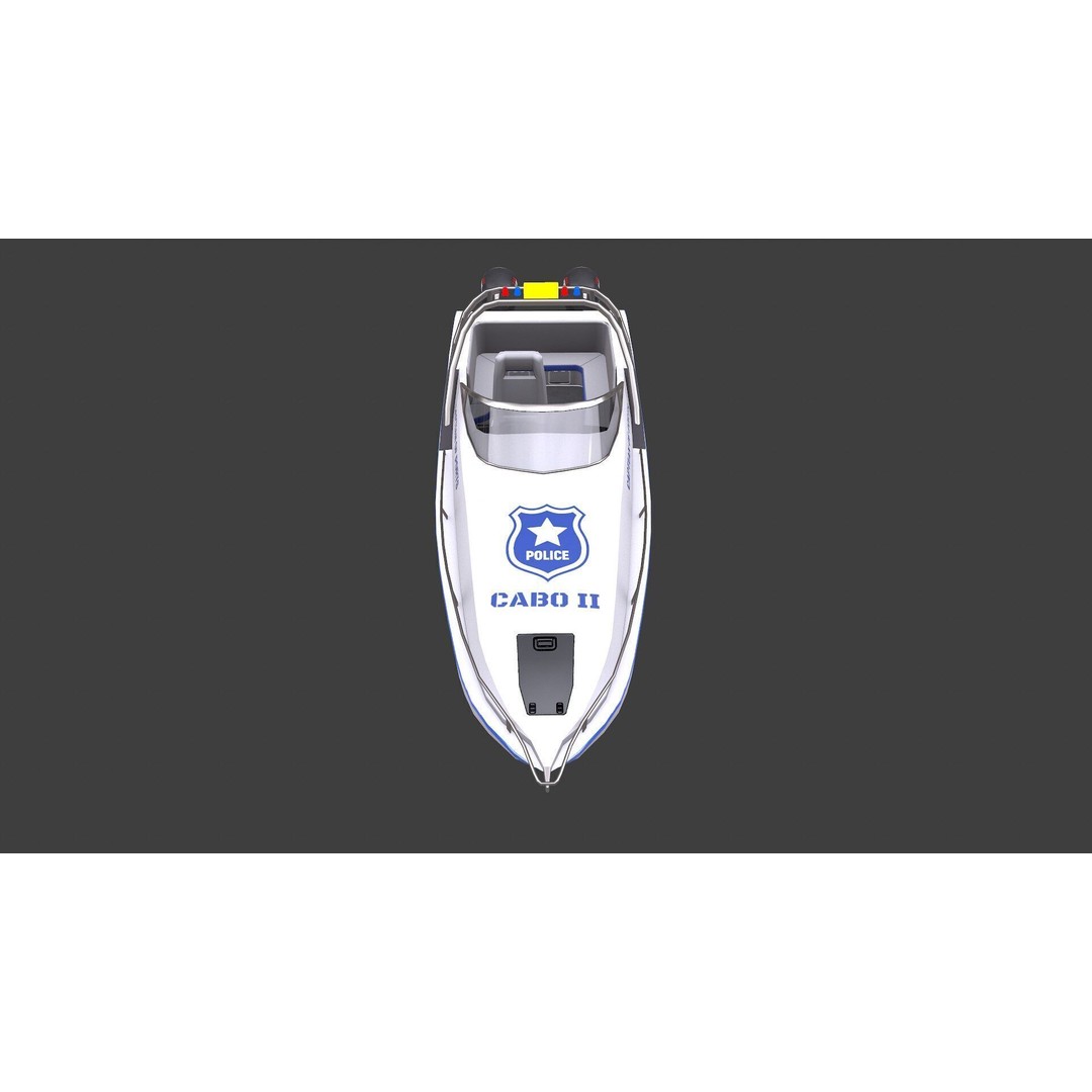 Police Speedboat 3D Model – Low Poly PBR Game Asset, FBX, OBJ - View 25