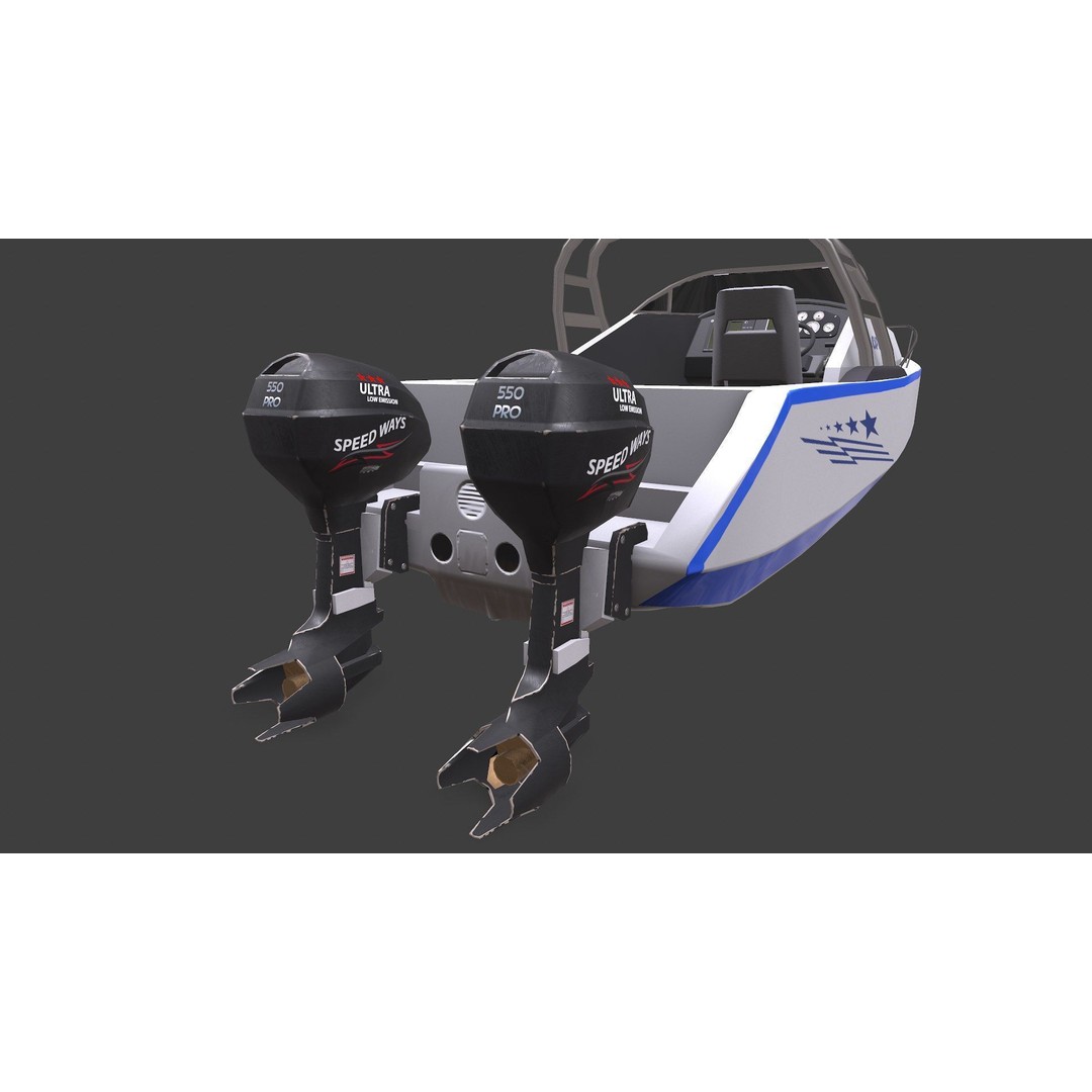 Police Speedboat 3D Model – Low Poly PBR Game Asset, FBX, OBJ - View 29