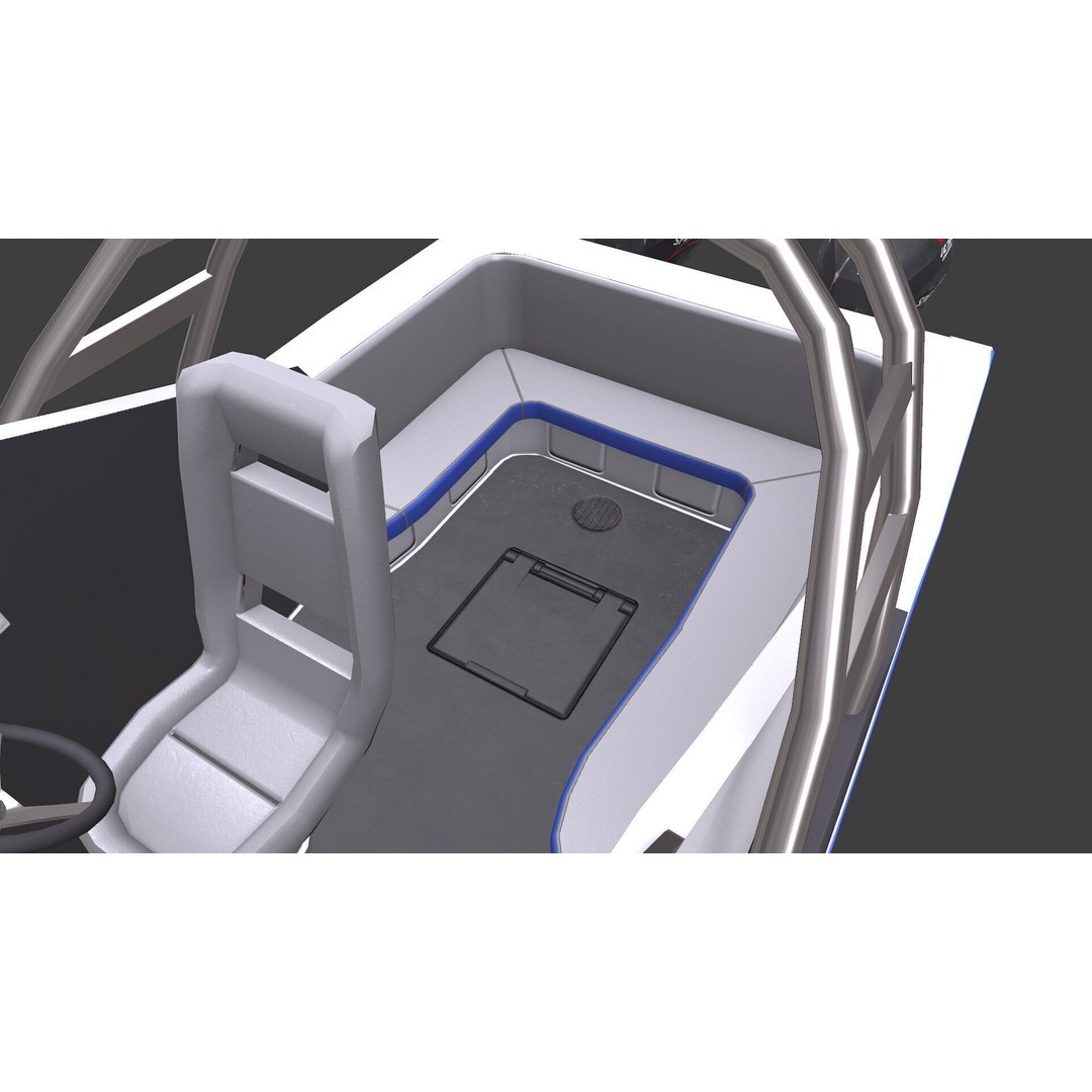 Police Speedboat 3D Model – Low Poly PBR Game Asset, FBX, OBJ - View 32
