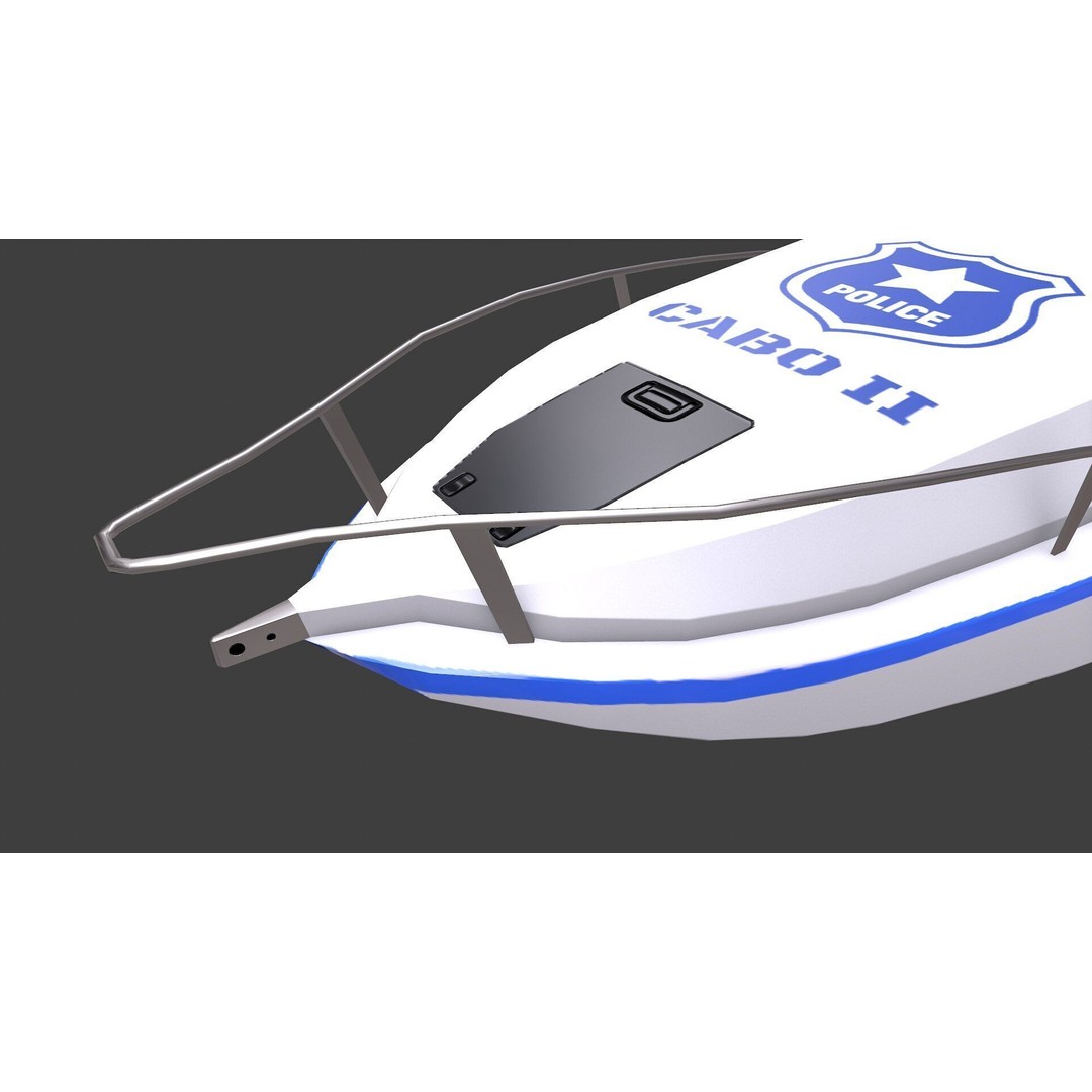 Police Speedboat 3D Model – Low Poly PBR Game Asset, FBX, OBJ - View 34