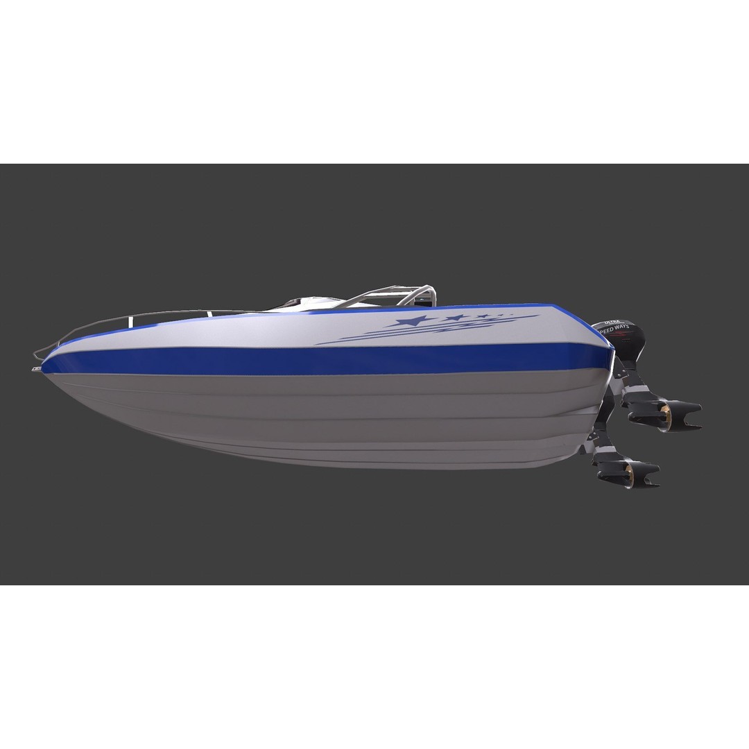 Police Speedboat 3D Model – Low Poly PBR Game Asset, FBX, OBJ - View 36