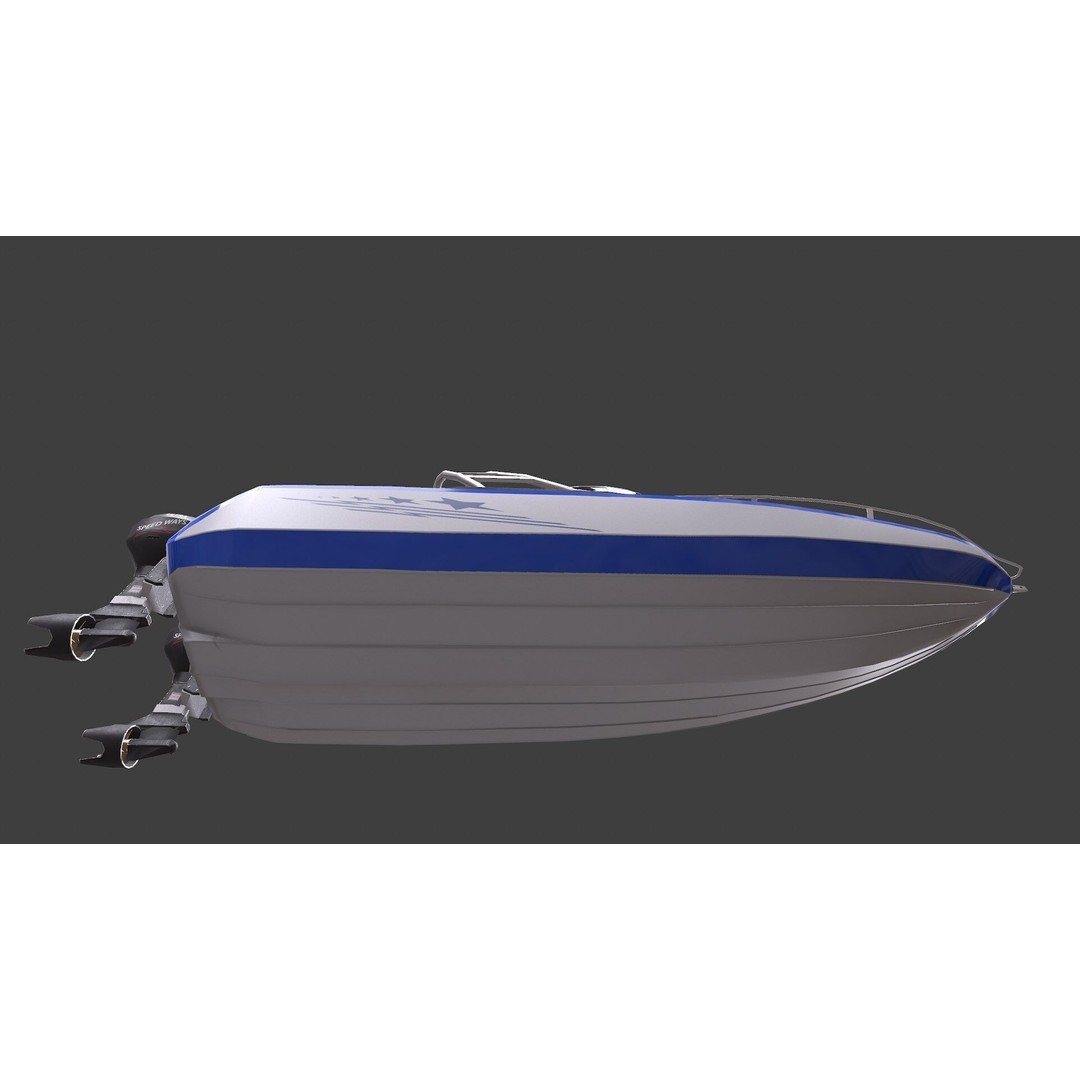 Police Speedboat 3D Model – Low Poly PBR Game Asset, FBX, OBJ - View 40