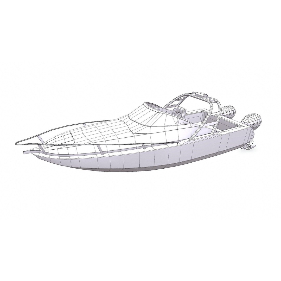 Police Speedboat 3D Model – Low Poly PBR Game Asset, FBX, OBJ - View 42