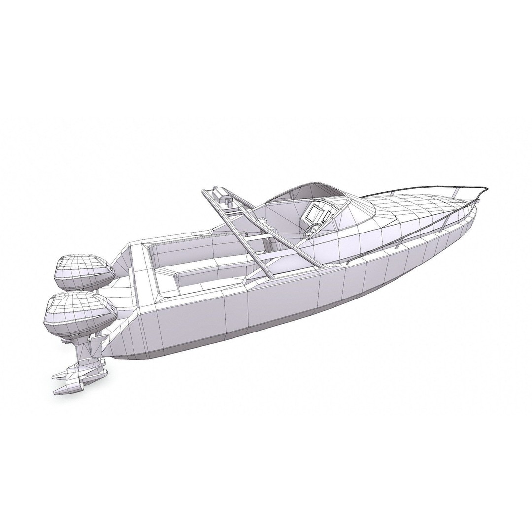 Police Speedboat 3D Model – Low Poly PBR Game Asset, FBX, OBJ - View 43