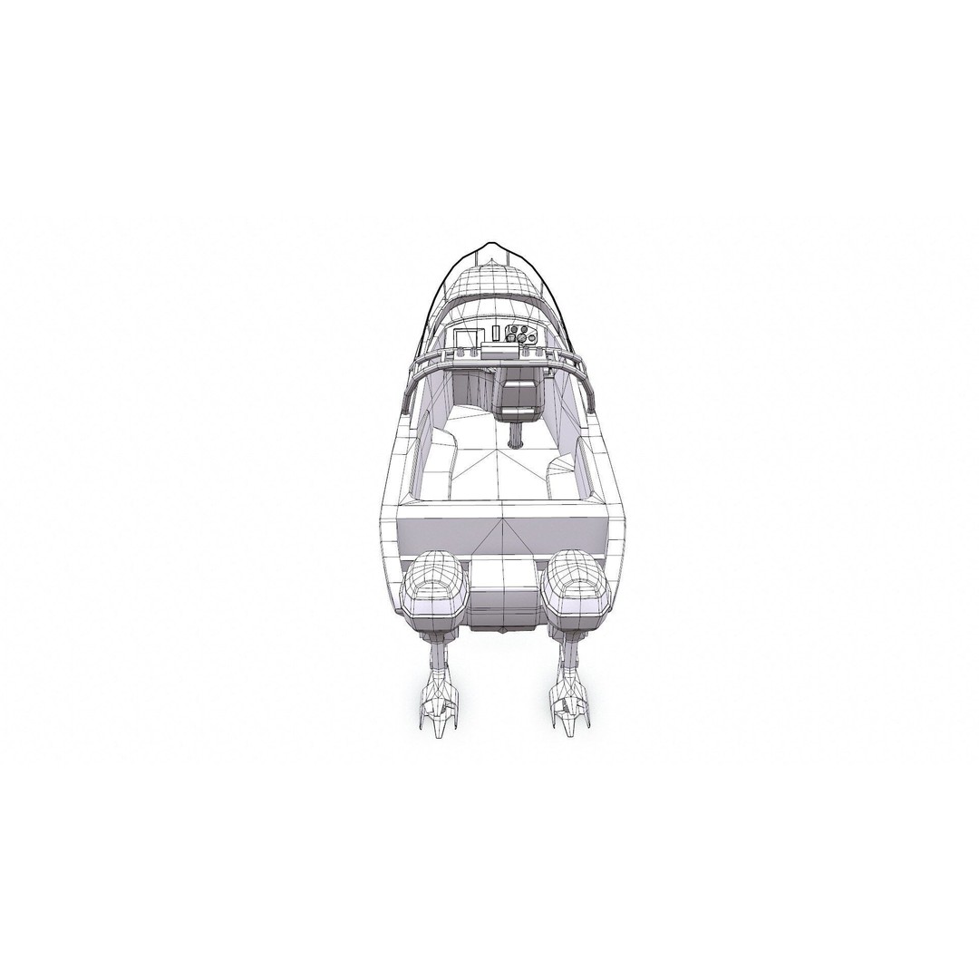 Police Speedboat 3D Model – Low Poly PBR Game Asset, FBX, OBJ - View 45