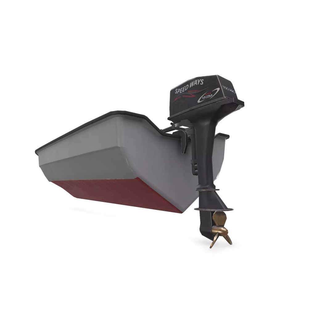 Small Motorboat 3D Model – Low Poly PBR Game Asset, FBX, OBJ - View 16