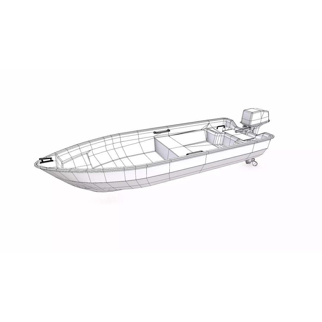 Small Motorboat 3D Model – Low Poly PBR Game Asset, FBX, OBJ - View 24