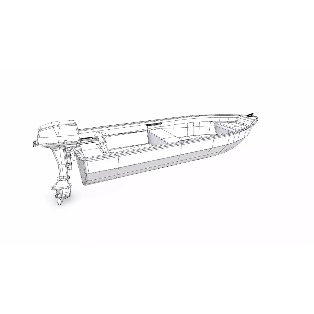 Small Motorboat 3D Model – Low Poly PBR Game Asset, FBX, OBJ - View 25