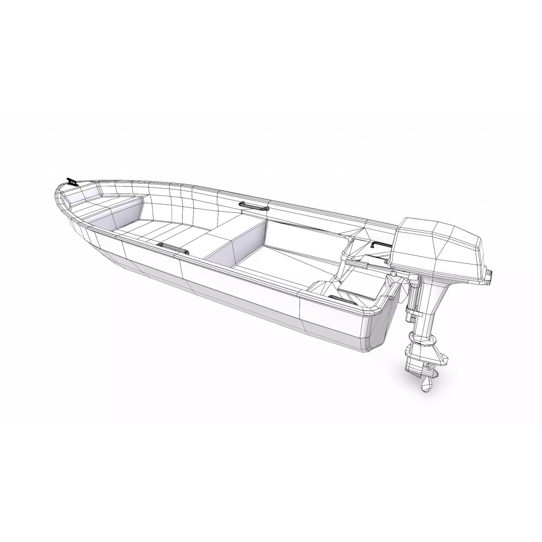 Small Motorboat 3D Model – Low Poly PBR Game Asset, FBX, OBJ - View 27