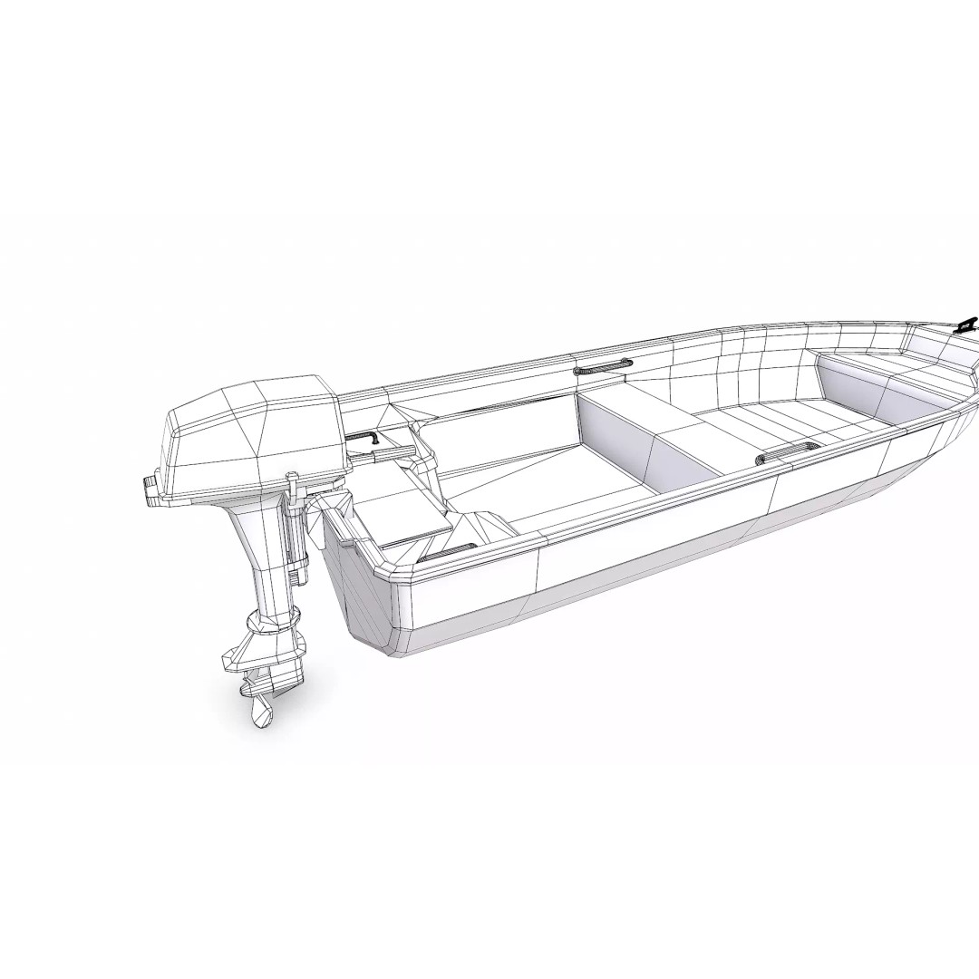 Small Motorboat 3D Model – Low Poly PBR Game Asset, FBX, OBJ - View 28