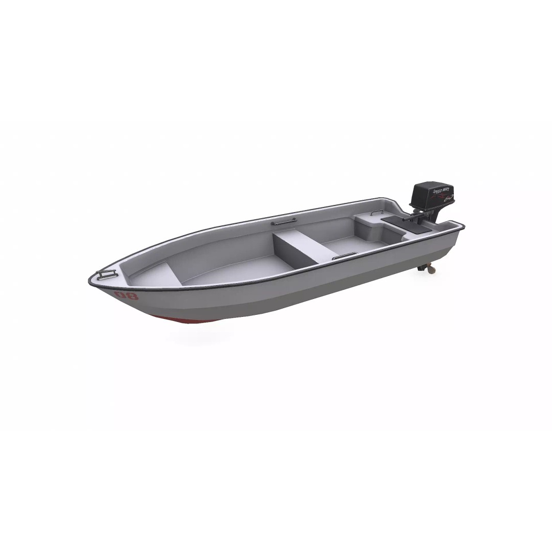 Small Motorboat 3D Model – Low Poly PBR Game Asset, FBX, OBJ - View 3