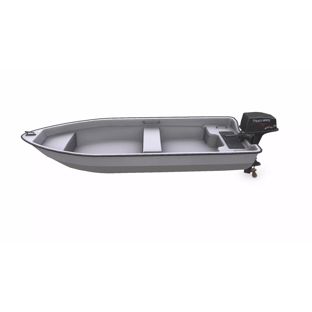 Small Motorboat 3D Model – Low Poly PBR Game Asset, FBX, OBJ - View 4