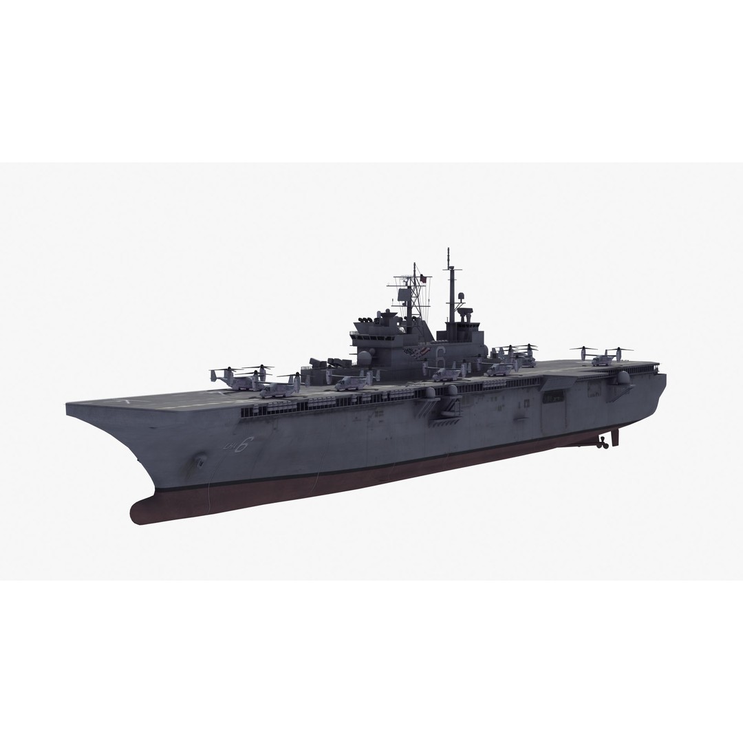 LHA6 USS America 3D Model – Military Assault Ship, PBR Textures, FBX