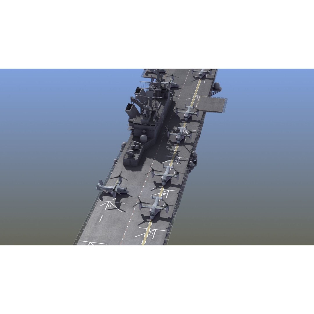 LHA6 USS America 3D Model – Military Assault Ship, PBR Textures, FBX - View 12