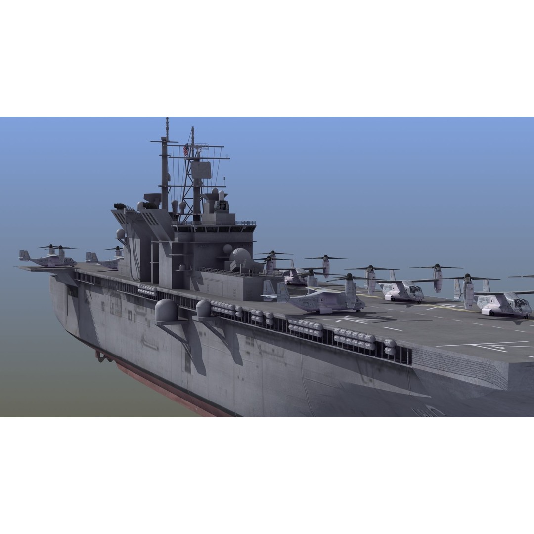 LHA6 USS America 3D Model – Military Assault Ship, PBR Textures, FBX - View 13