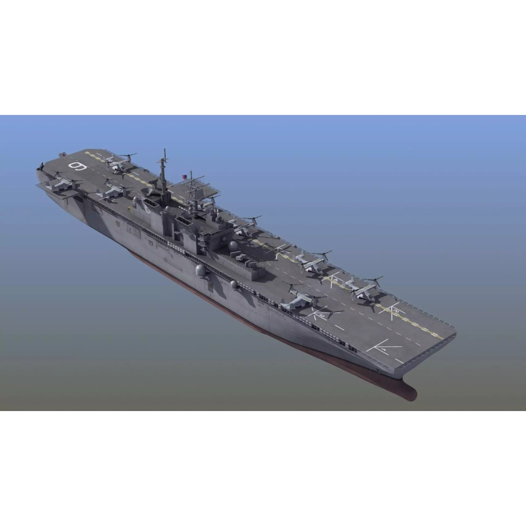 LHA6 USS America 3D Model – Military Assault Ship, PBR Textures, FBX - View 2