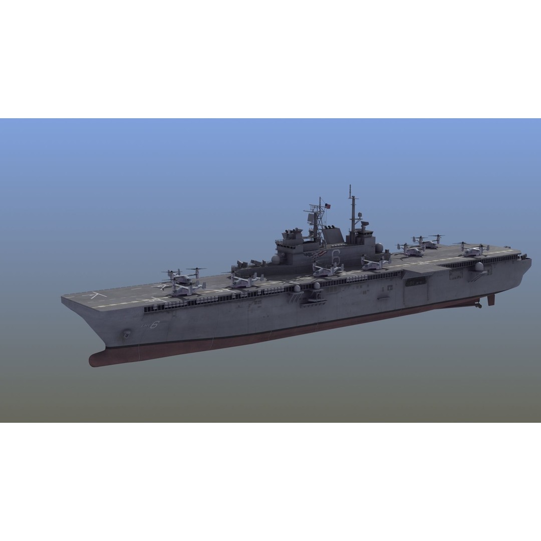 LHA6 USS America 3D Model – Military Assault Ship, PBR Textures, FBX - View 3