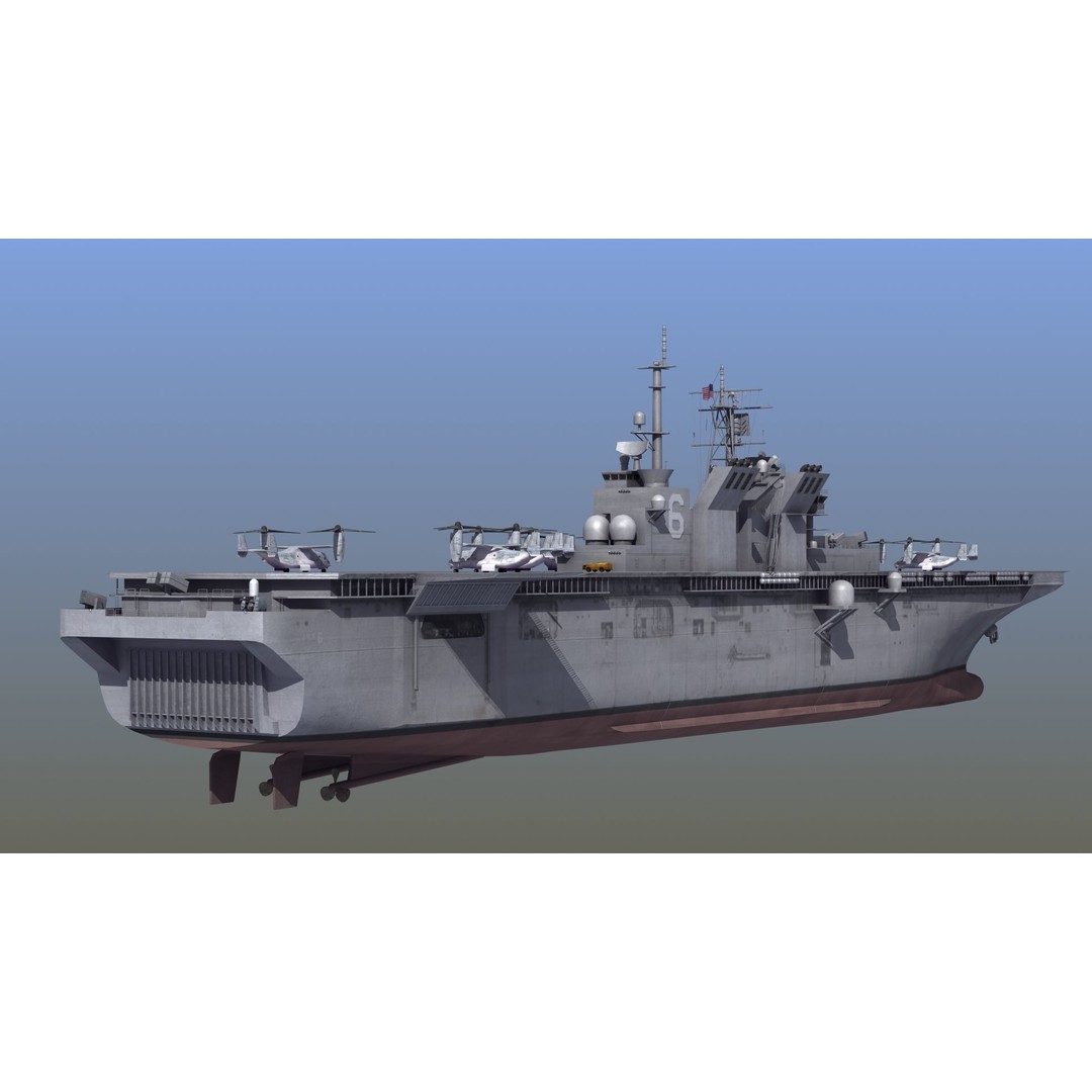 LHA6 USS America 3D Model – Military Assault Ship, PBR Textures, FBX - View 8