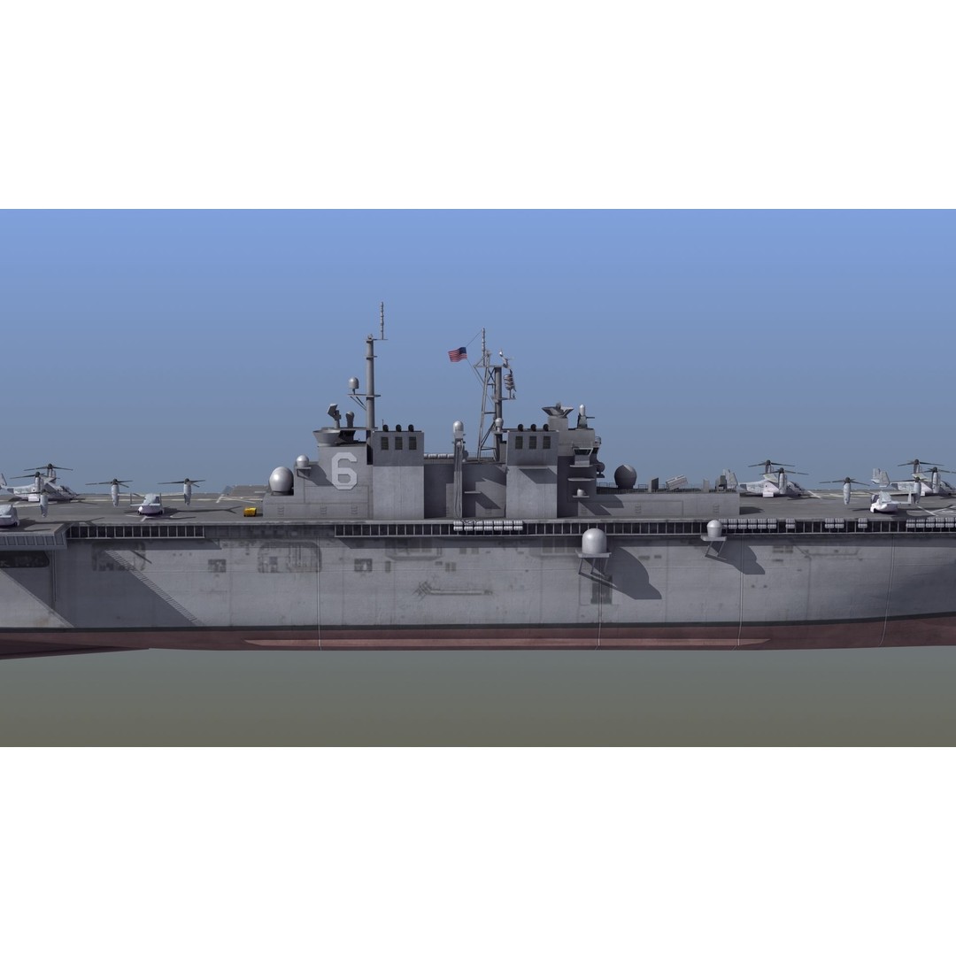 LHA6 USS America 3D Model – Military Assault Ship, PBR Textures, FBX - View 9