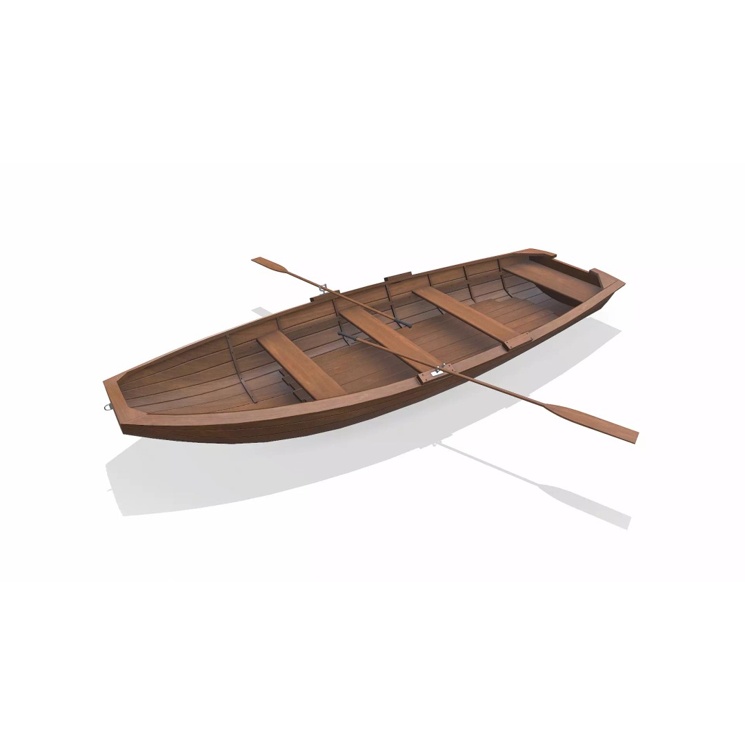 Norwegian Pram Boat 3D Model – Low Poly PBR Game Asset, FBX, OBJ, Blender - View 3