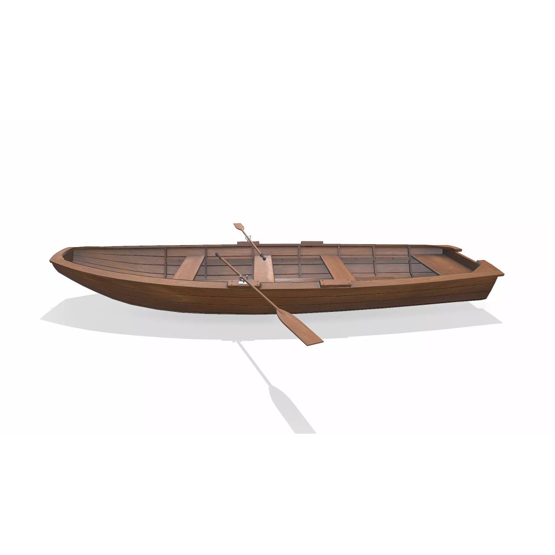 Norwegian Pram Boat 3D Model – Low Poly PBR Game Asset, FBX, OBJ, Blender - View 4