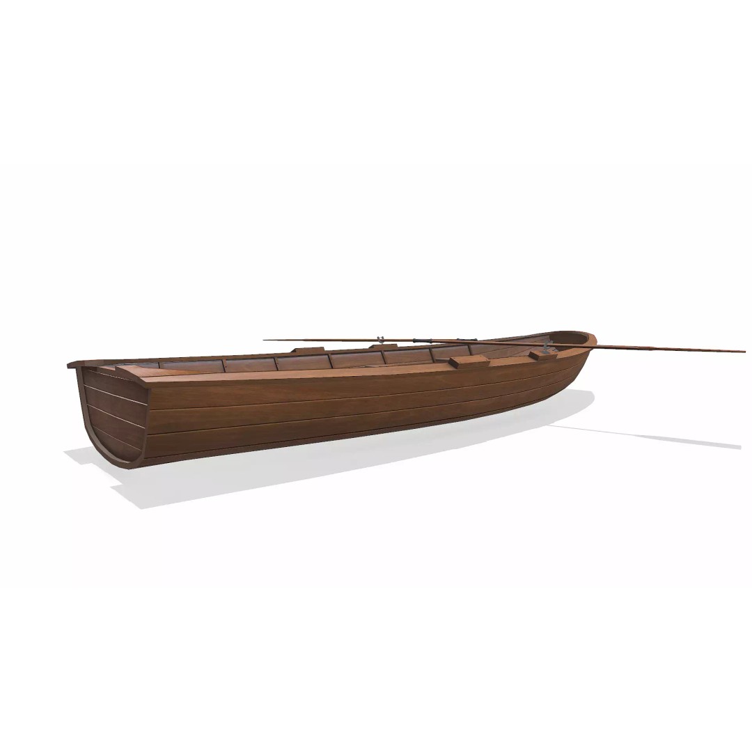 Norwegian Pram Boat 3D Model – Low Poly PBR Game Asset, FBX, OBJ, Blender - View 7