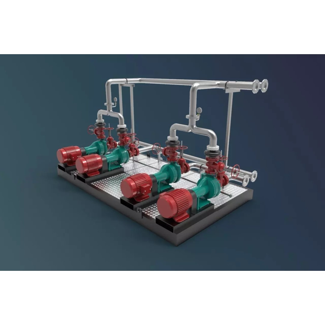 Piping System 3D Model – Detailed Industrial Asset, FBX, OBJ - View 2