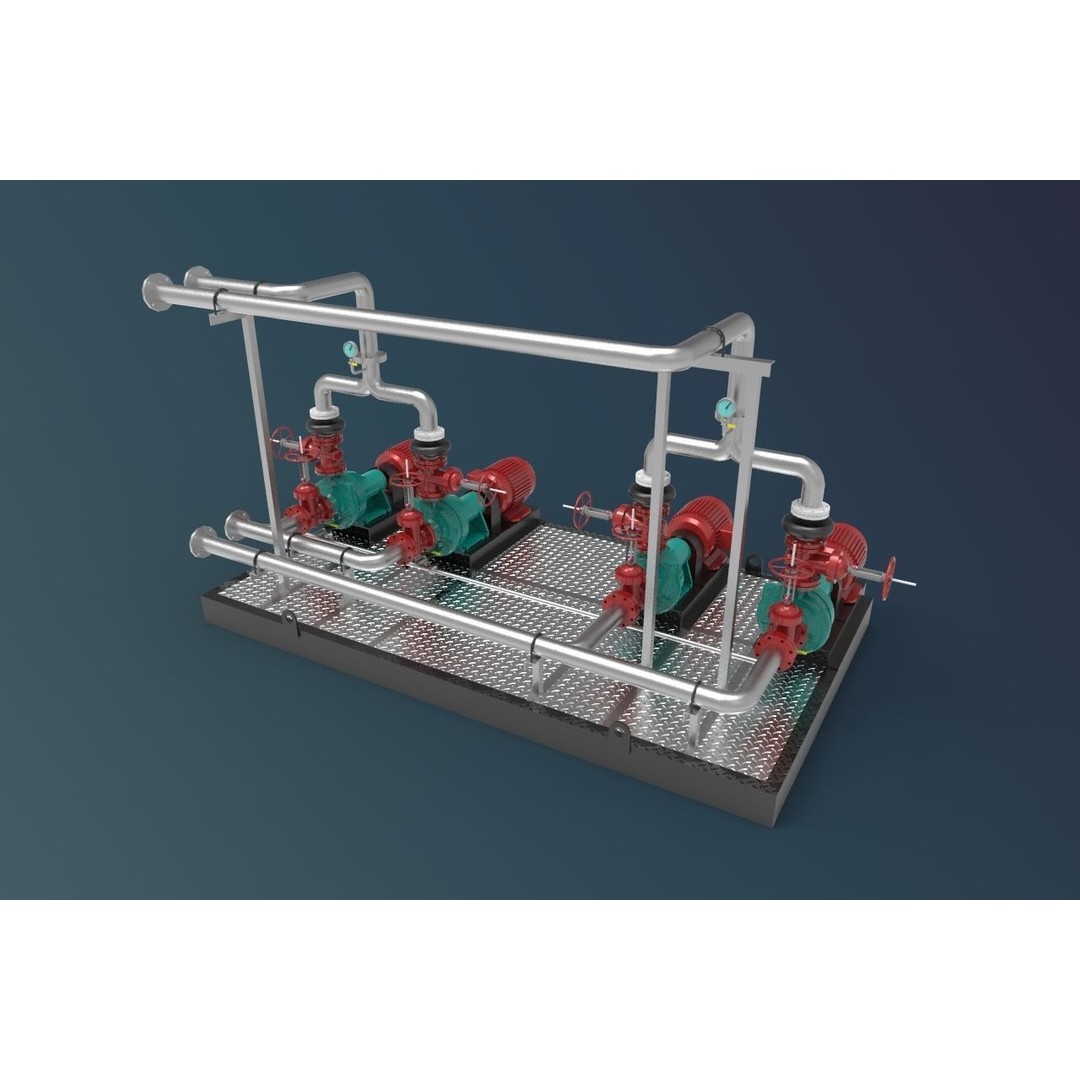 Piping System 3D Model – Detailed Industrial Asset, FBX, OBJ - View 3