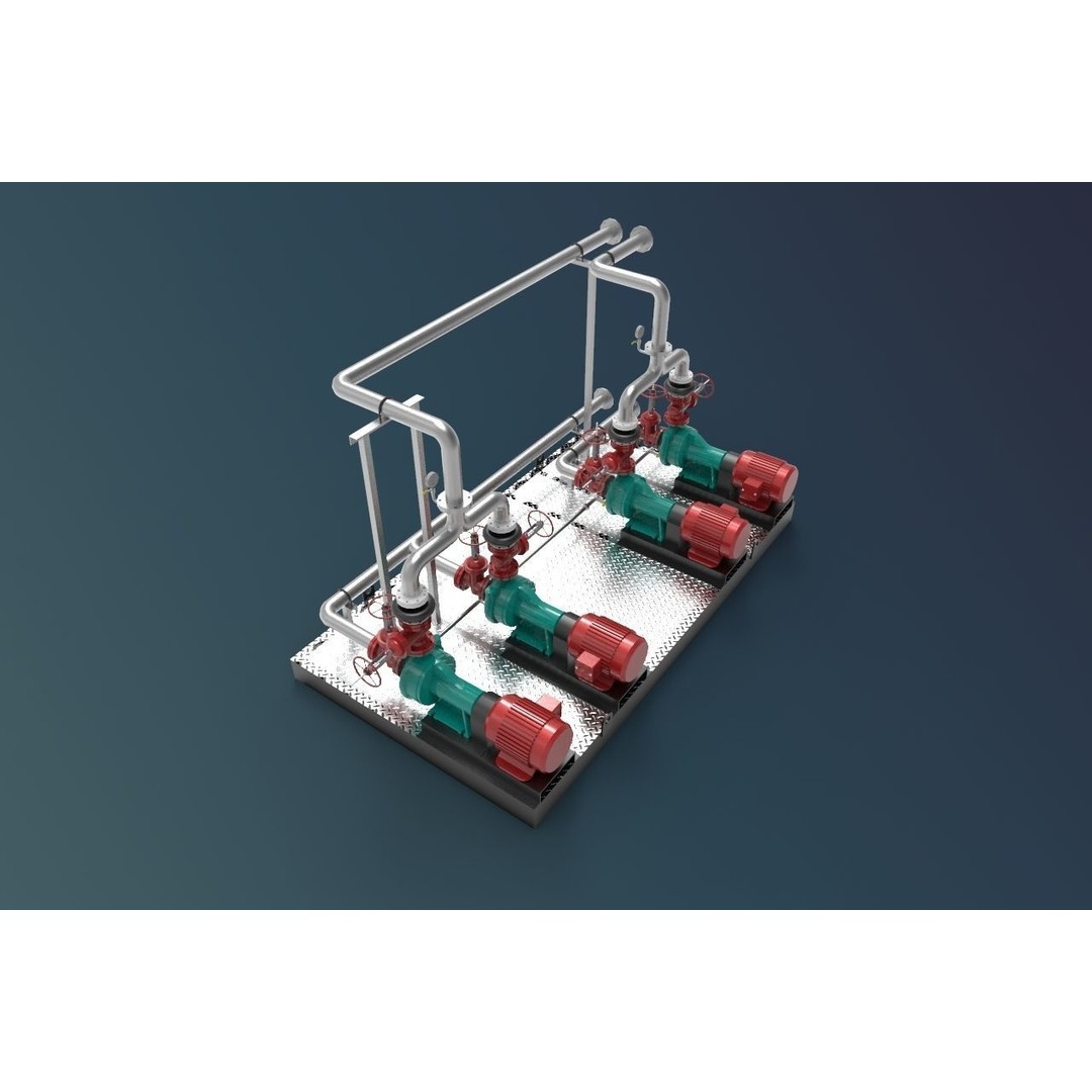 Piping System 3D Model – Detailed Industrial Asset, FBX, OBJ - View 4