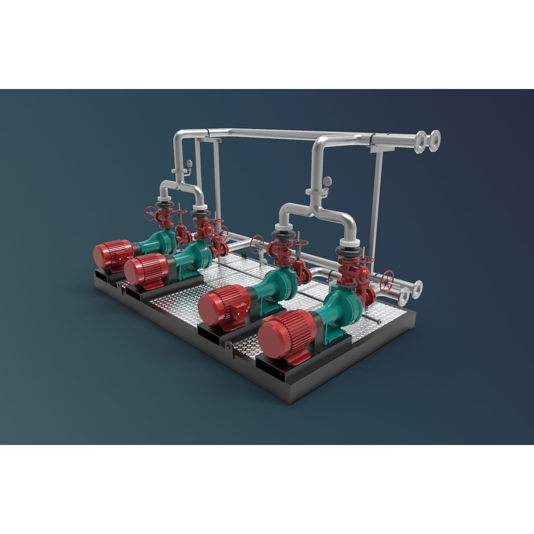 Piping System 3D Model – Detailed Industrial Asset, FBX, OBJ - View 5
