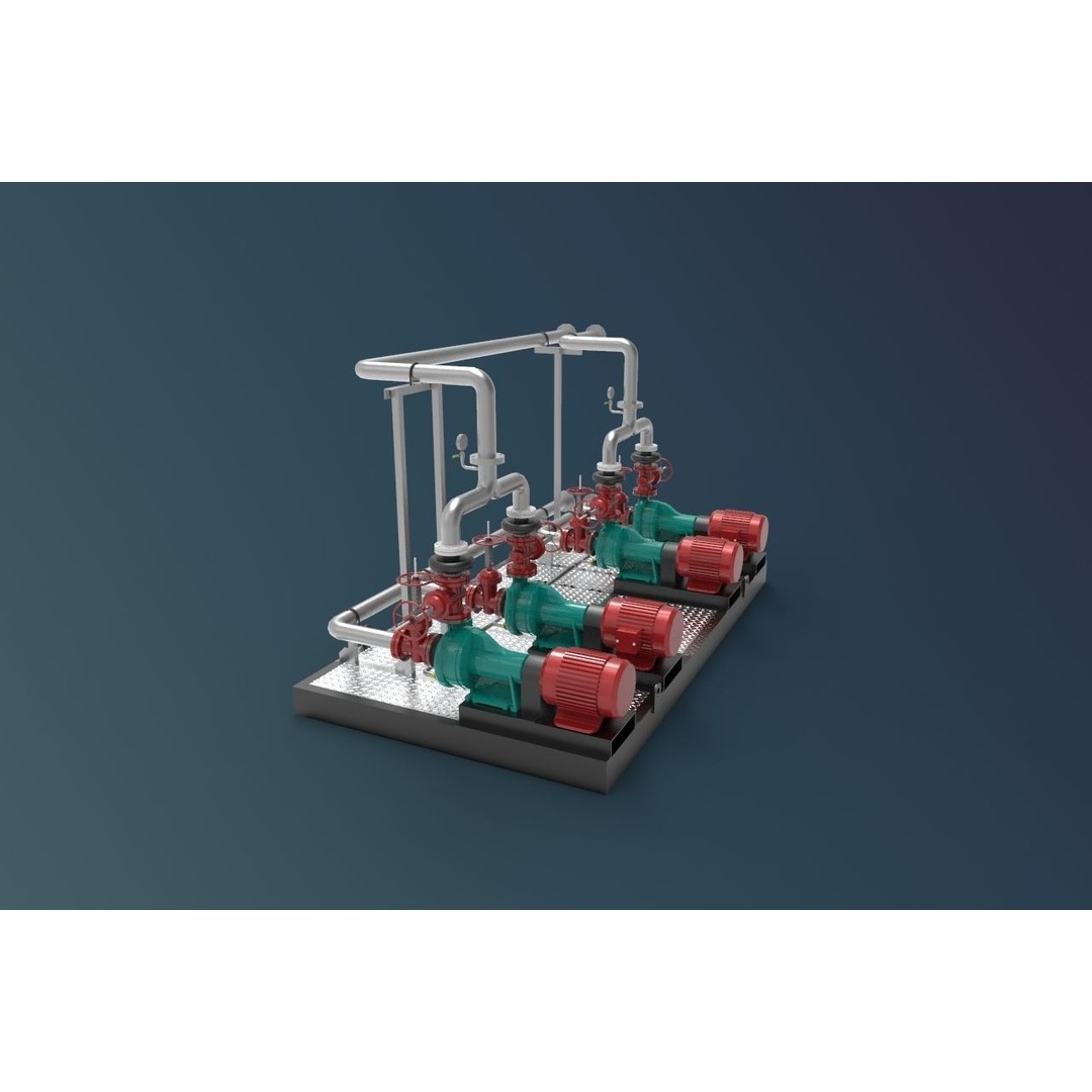 Piping System 3D Model – Detailed Industrial Asset, FBX, OBJ - View 6