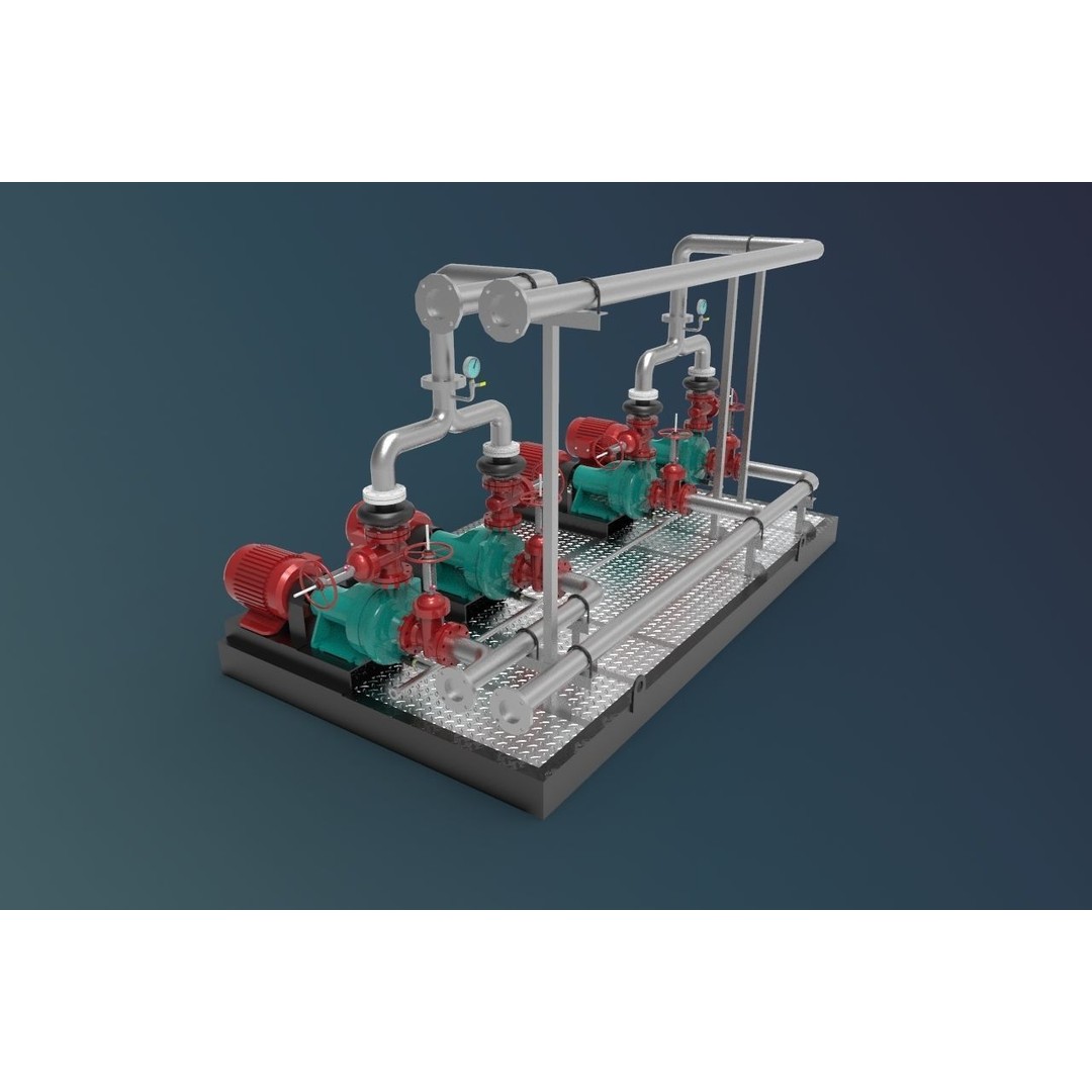Piping System 3D Model – Detailed Industrial Asset, FBX, OBJ - View 7
