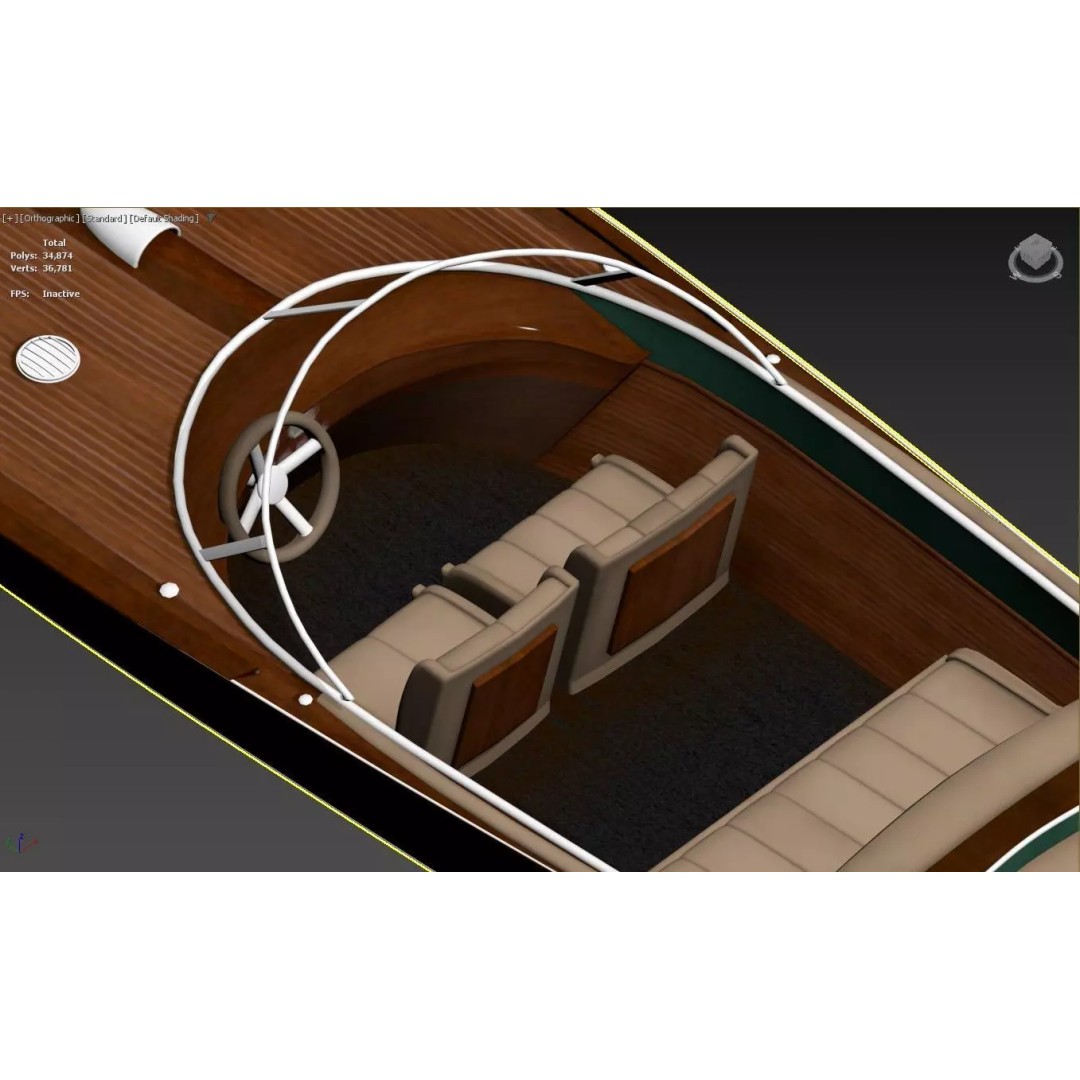 Classic Wooden Runabout Speedboat 3D Model – PBR Game-Ready Asset, FBX
