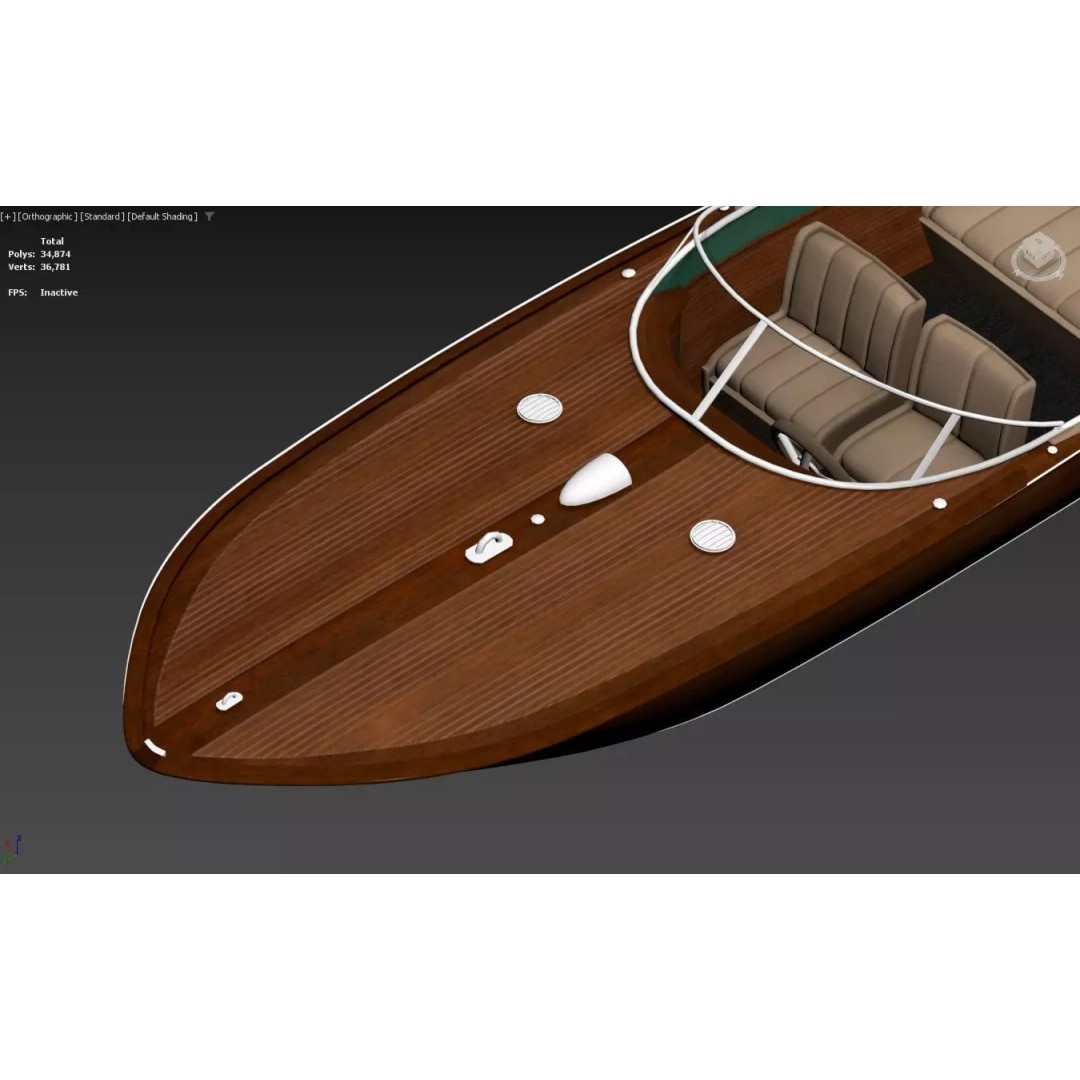 Classic Wooden Runabout Speedboat 3D Model – PBR Game-Ready Asset, FBX - View 11